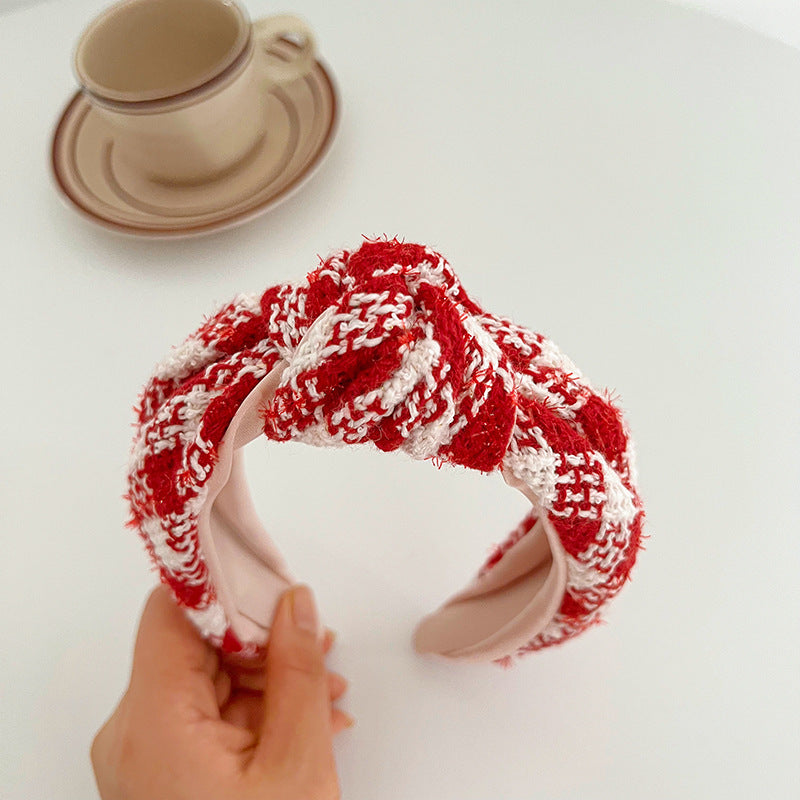 Christmas Red Series Wide Brim Hair Pressing Knot In The Middle Headband