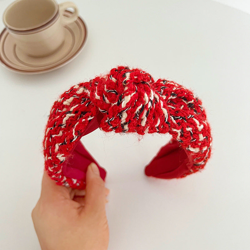 Christmas Red Series Wide Brim Hair Pressing Knot In The Middle Headband