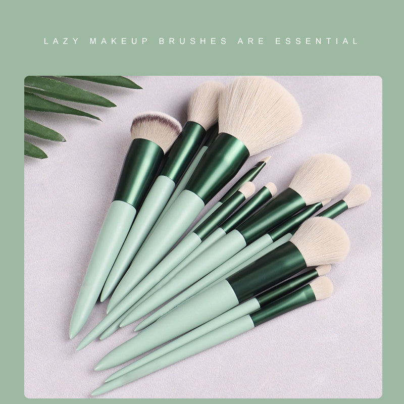 Beauty Tools Green 13pcs Makeup Brush Set Foundation Brush Eye Brush