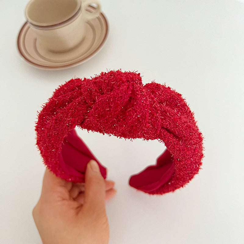 Christmas Red Series Wide Brim Hair Pressing Knot In The Middle Headband