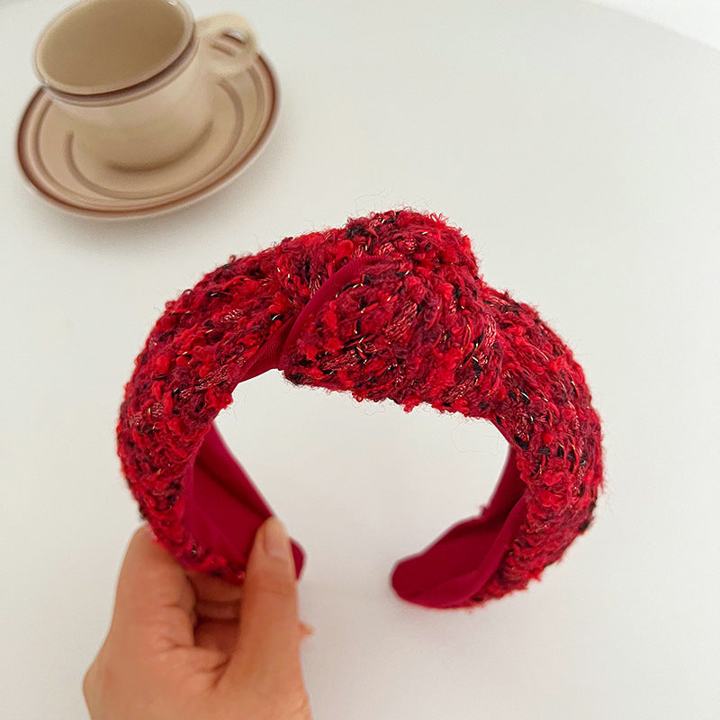 Christmas Red Series Wide Brim Hair Pressing Knot In The Middle Headband