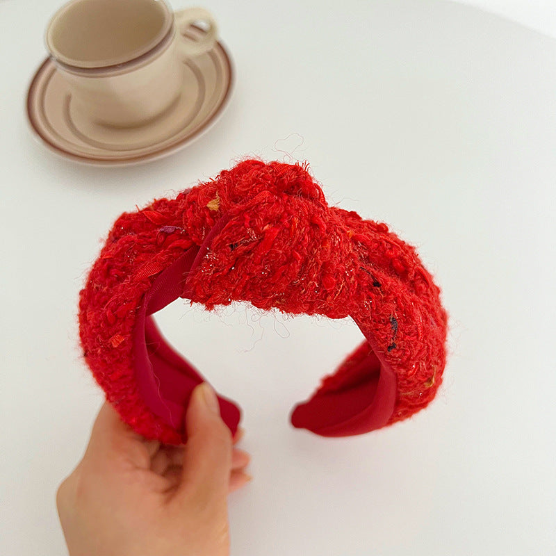 Christmas Red Series Wide Brim Hair Pressing Knot In The Middle Headband